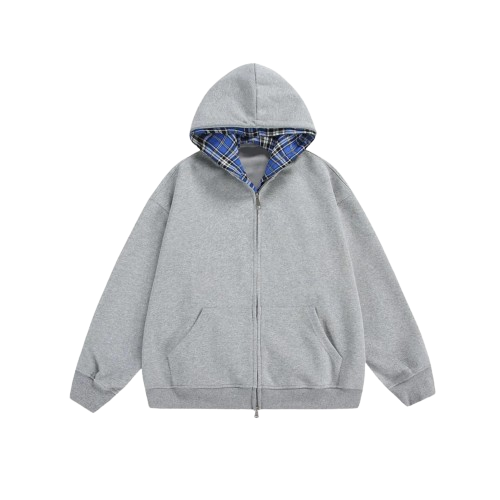 CHEQUERED LINE – ZIP HOODIE