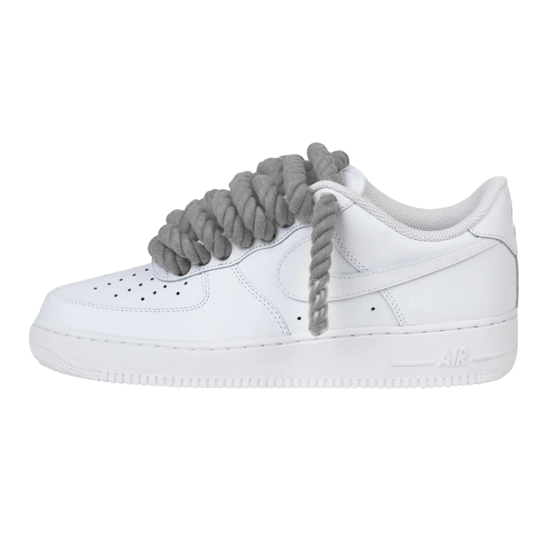 Nike Air Force 1 Low Rope Laces Light Grey Custom