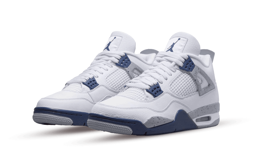 Nike Men's Sneakers Air Jordan 4 Retro White Midnight Navy